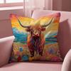 Яркая наволочка с рисунком шотландской коровы, многофункциональная, для дома и автомобиля - двусторонняя, мягкая и прочная для повседневного использования.