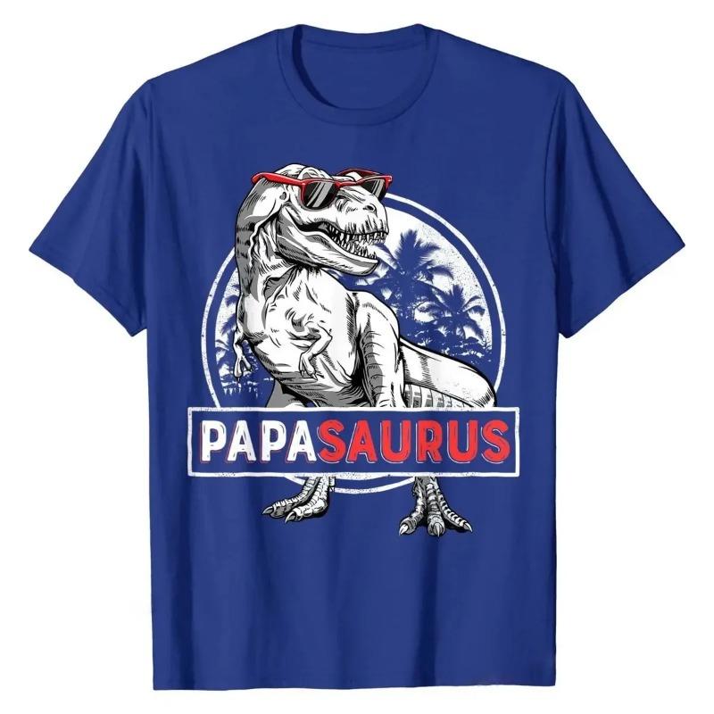 Футболка Papasaurus T Rex Papa Saurus Dinosaur Men Dad Daddy Classic Cotton Boy Tops & Tees Crazy Faddish Streetwear T-Shirts Men's