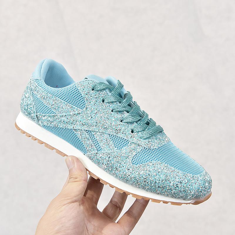 Fashion New Fashion Women Glitter Sneakers Casual Bling Vulcanized Shoes Female Mesh Lace Up Platform Comfort Fashion Shoes Plus Size 43