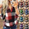 Women Casual Cotton Long Sleeve Plaid Shirt Women's Slim Jacket Shirt Top