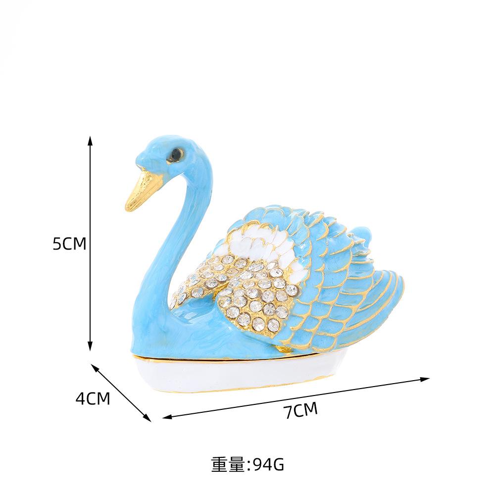 European-style Classical Swan Jewelry Box Rings Earrings Desktop Storage Box Creative Zinc Alloy China-made Swan Jewelry Box