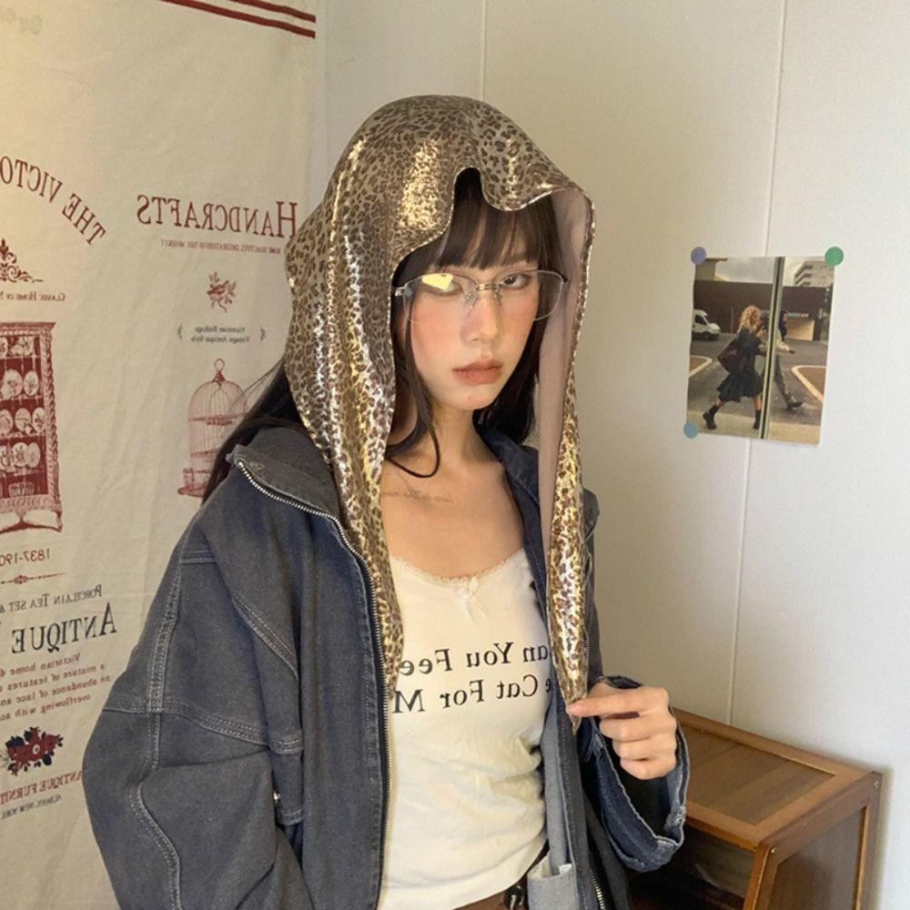 Y2K Leopard Print Silk Scarf Spicy Girls Punk Bandana All-match Triangle Scarf Scarf Accessories
