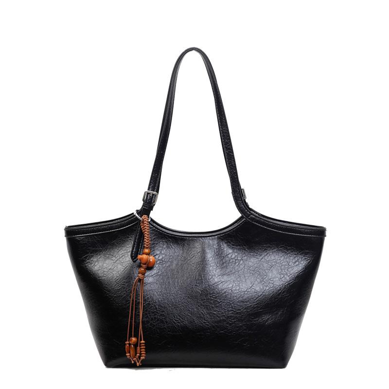 Ретро сумка женская большой вместимости 2025 новая осень и зима универсальная простая наплечная сумка текстурная сумка-тоут для поездок