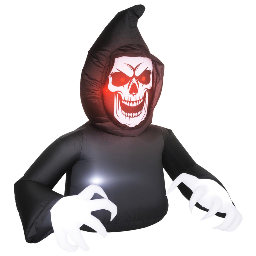 Inflatable Halloween Decoration, Grim Reaper, LED Lights, Blower, Cable