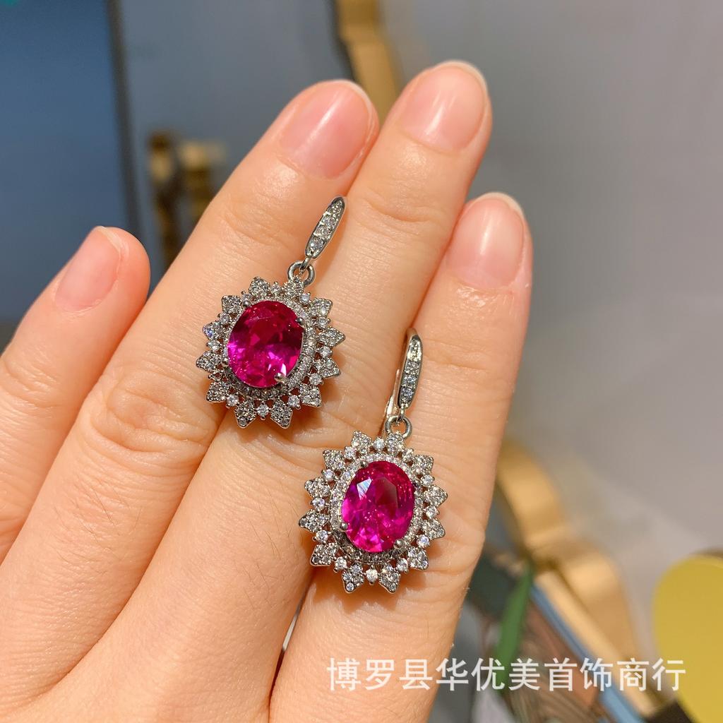 Комплект из рубинов, новая подвеска, серьги-гвоздики, свадебные украшения, ретро-комплект из трех предметов.