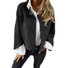 Winter Women Jacket Round Neck Thick Fleece Open Stitch Short Type Cardigan Long