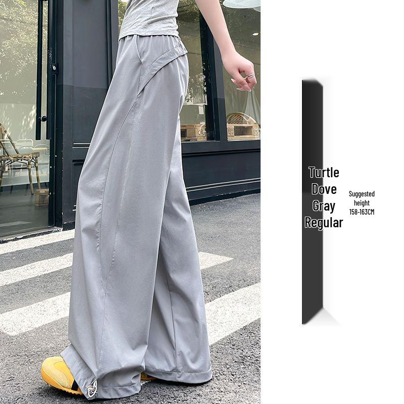 Women's Petite Dark Blue Quick-Dry Wide-Leg Cargo Pants - Summer Casual Style