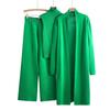 Women's 3 Piece Knit Lounge Set Sleeveless High Neck Top Long Cardigan Elastic Waist Wide Leg Pants Set Casual Autumn Winter Outfit