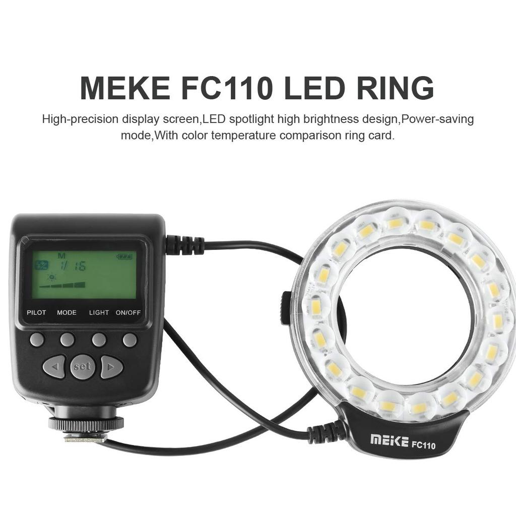 Кольцевая вспышка Meike Macro Ring для фотосъемки объективов камер Совместима с Canon Nikon Fuji Pentax Panasonic Sony FC-110 light/macro close-up
