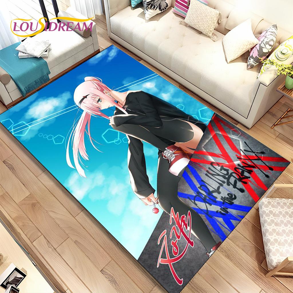 Аниме Zero Two DARLING In The FRANXX Коврик, Коврик для гостиной, спальни, дивана, коврик для двери, детский нескользящий напольный коврик