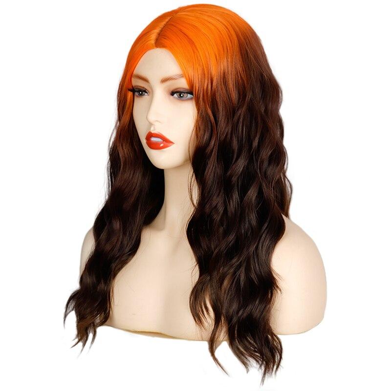 MERISIHAIR Омбре оранжевый градиент коричневый длинные волны волна прическа парики для женщин синтетический парик высокотемпературное волокно средний размер