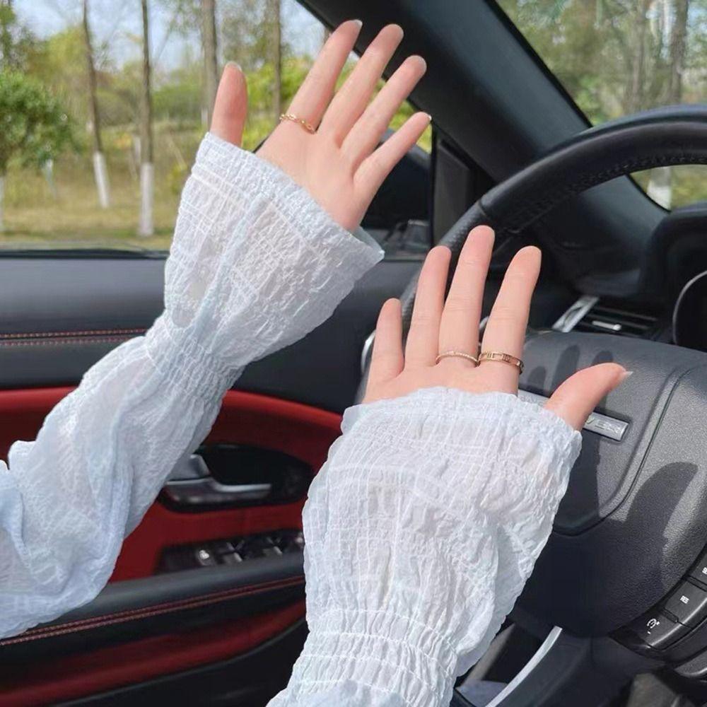 Sun Protection Cycling Solid Color Chiffon Sleeve Arm Sleeves Sunscreen Sleeves Cooling Sleeves