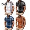 Мужская летняя рубашка на молнии с лацканами в клетку в полоску с принтом Slim Fit пуловер с короткими рукавами средней длины мягкий дышащий мужской деловой топ