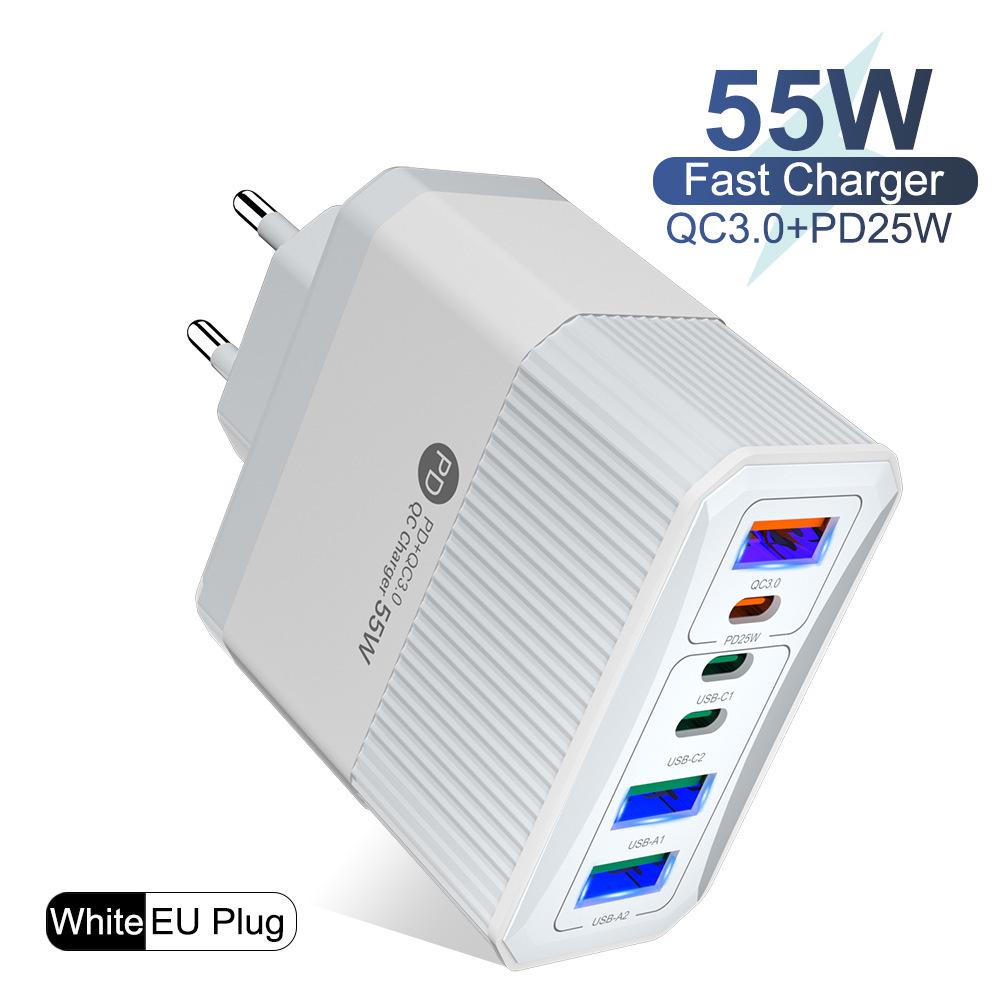 Быстрое зарядное устройство GaN 65 Вт QC3.0 для телефонов и планшетов, стандарт ЕС