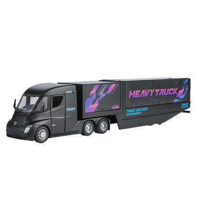 1/32 Контейнеровоз Tesla Semi Транспортное средство Грузовик Высокодетализированная модель металлического транспортного средства Отличное украшение для дома, рабочего стола, модный аксессуар для мальчика