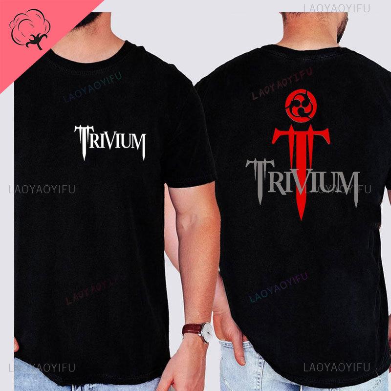 Camisetas Trivium Shogun Official Tshirt Unisex Unisex Bandas De Rock Cotton Vintage Two Sides Print Music Fans Clothes