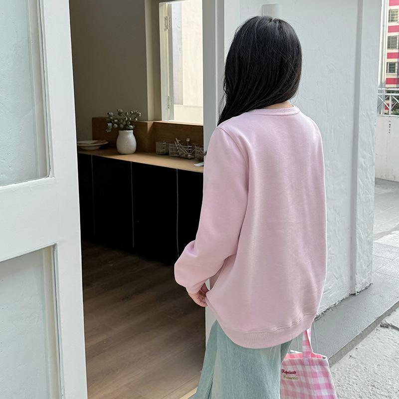 Large size women's embroidered bear sweater women's spring new loose and thin long-sleeved top 132002