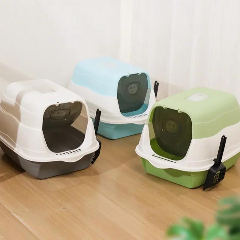 Непросыпающийся Дезодорирующий Кошачий Туалет - Большая Вместимость Полностью Закрытый Туалет Двусторонняя Лопатка Закрытая Песочница Туалет для Питомцев для Кошек
