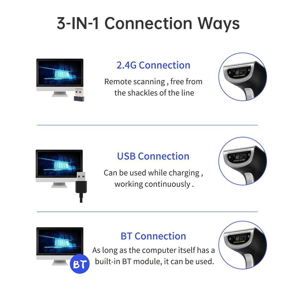 Беспроводной 2D сканер штрих-кодов QR с ручным USB-проводным считывателем штрих-кодов, поддержка бумаги и экрана, совместимость с ManualCelsi