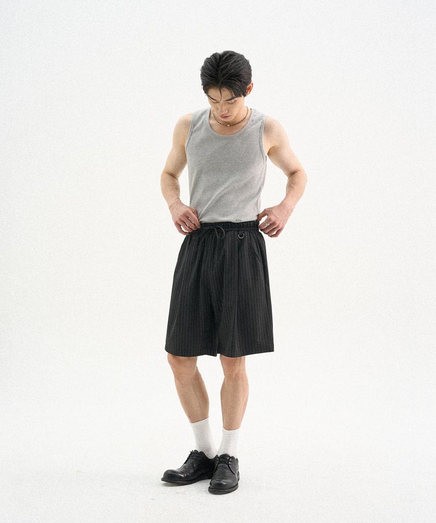 TRIP LE SENS Light Stripe Easy Elastic Half Pants_Black