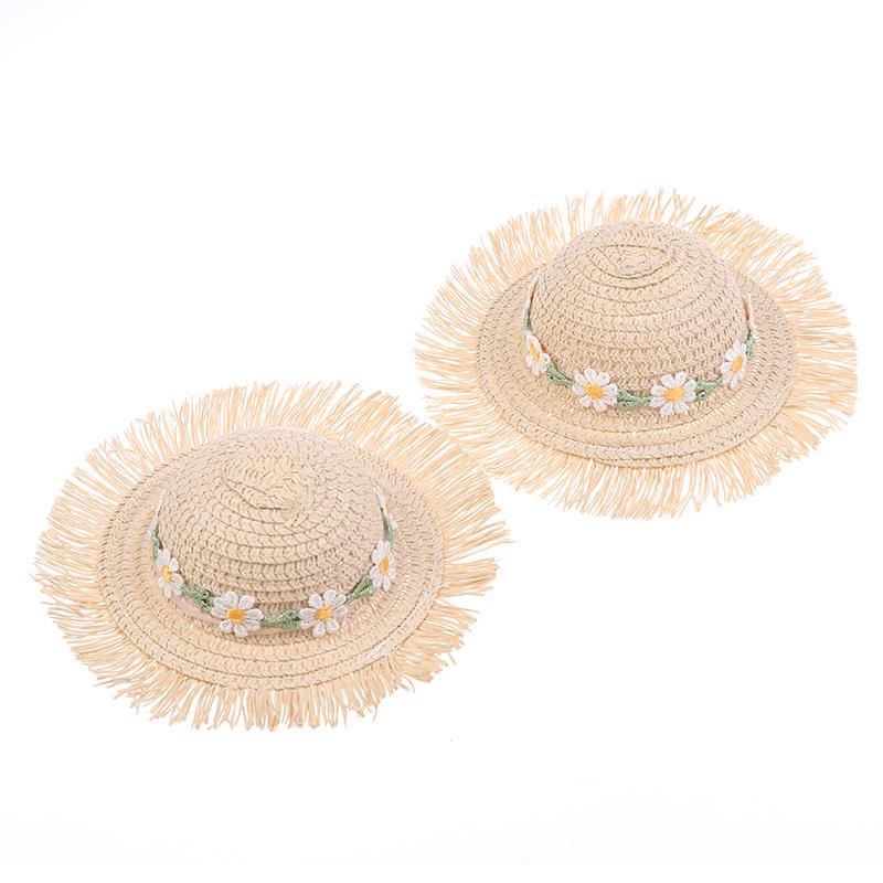 Dollhouse Handmade Daisy Hat Sun Cap For 1/6 Doll Accessories Doll Cute Hat With Bow Decoration Doll Hat Children'S Toy Gift