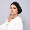 Мусульманский Женский Тюрбан Хиджаб Новый Рамадан Жемчужное Украшение Однотонный Плиссированный Головной Платок Эластичные Шапки-Бини Шапка Хиджаб Классический Платок
