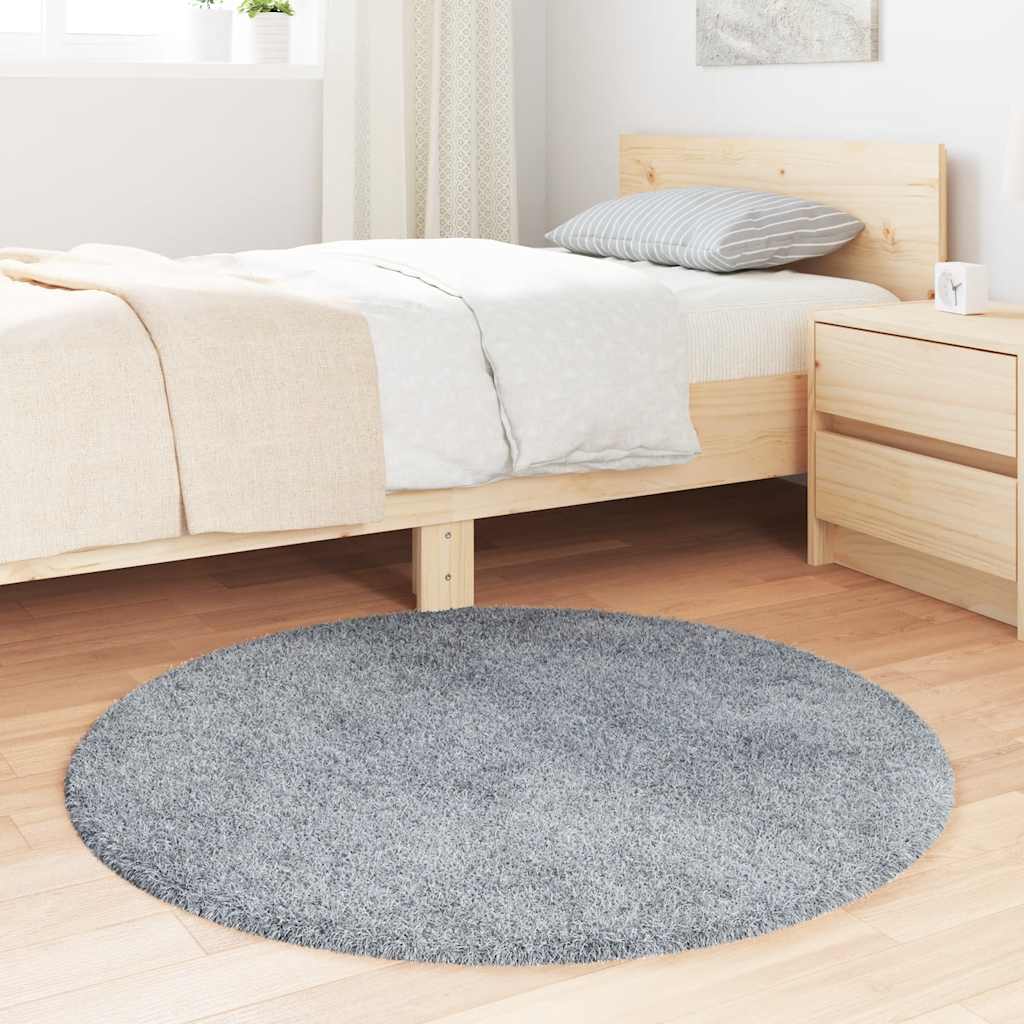 Shaggy High Pile Rug NAVARRA Light Grey 100 x 100 cm Polyester