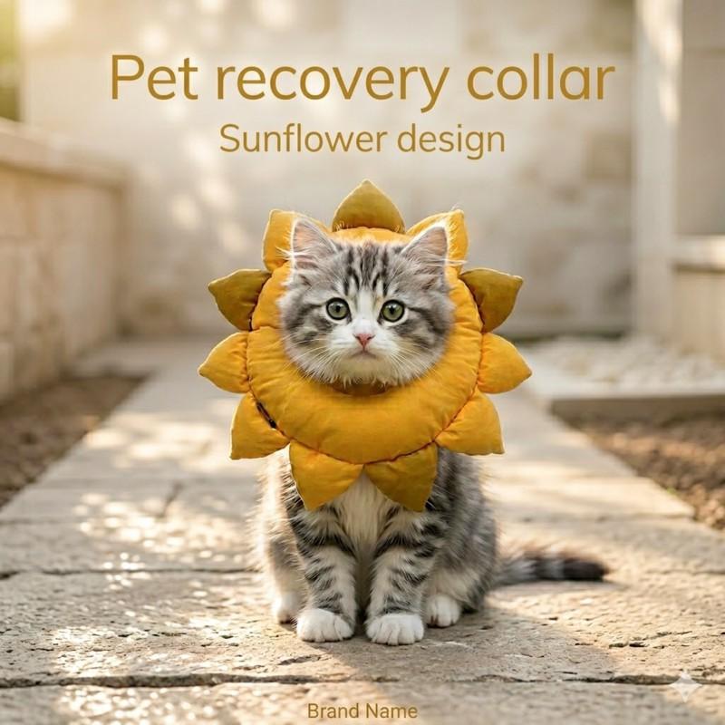 Soft Adjustable Recovery Cone Cats Post-Surgery Prevent Licking Scratching Comfortable Breathable Pet Collar M L XL Yellow