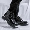 Итальянские мужские ботинки из натуральной кожи, модные, с толстой подошвой, роскошные дизайнерские короткие ботинки, противоскользящие, со шнуровкой, с круглым носком