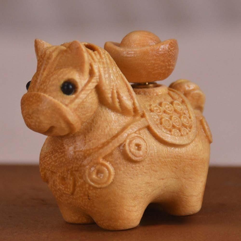 Mini Zodiac Horse Pendant Chinese Style Green Sandalwood Phone Chain Wooden Horse Keychain Friends