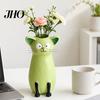 Cat Lover Gift Vase for Flowers, Quirky Flower Desk Decoration and Bookshelf Display, 3D Decorative Vases Home Office Styling Giving, Resin