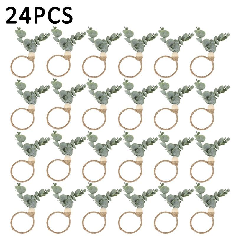 2026 Свадебные кольца для салфеток Держатель с листьями эвкалипта Весенний пасхальный декор стола для дома Вечеринка по случаю дня рождения Столовые аксессуары1-48 шт.