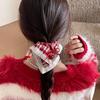 1Pcs Women's Scrunchies Sweet Style Red Check Cherry Scrunchie Lace Cherry Square Scarf Hair Rope Mountaineering Scarf