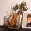 Creative Glass Vase Bag Shape Leather Handbag Terrarium Transparent Hydroponics Flower Pot Home Decoration Accessories
