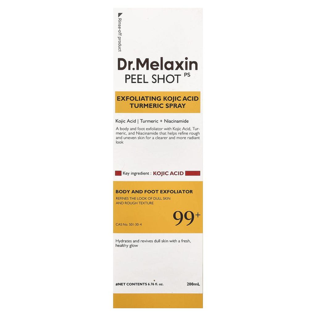 Dr.Melaxin Peel Shot, Отшелушивающий спрей с койевой кислотой и куркумой, , 200 мл (6,76 жидких унций)