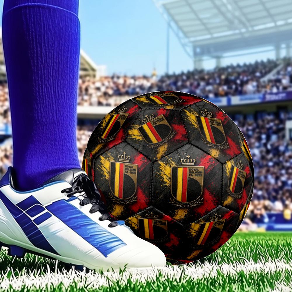 Belgian Football Association Emblem Size 5 Soccer Ball, Suitable for Training and Matches, High-Elasticity, Wear-Resistant Material Gift for Fan