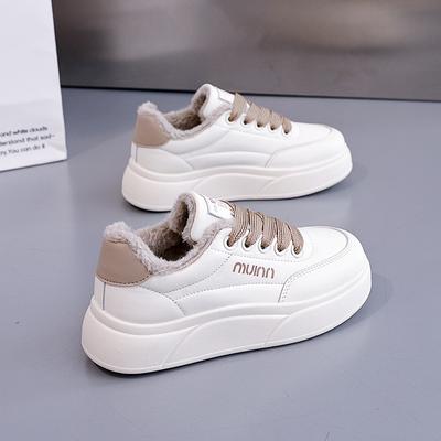 Женские большие размеры мягкая подошва осень и зима теплый мех один снежные ботинки подкладка с утеплителем нескользящие походные повседневные спортивные хлопковые ботинки