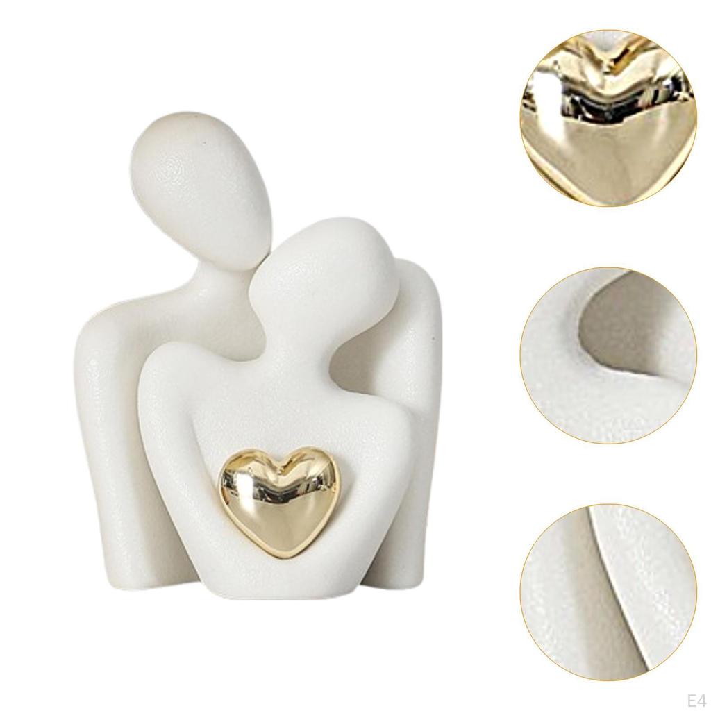 Couple Statue Abstract Sculpture Art Ceramic Sculpture, Hugging Figurine, for