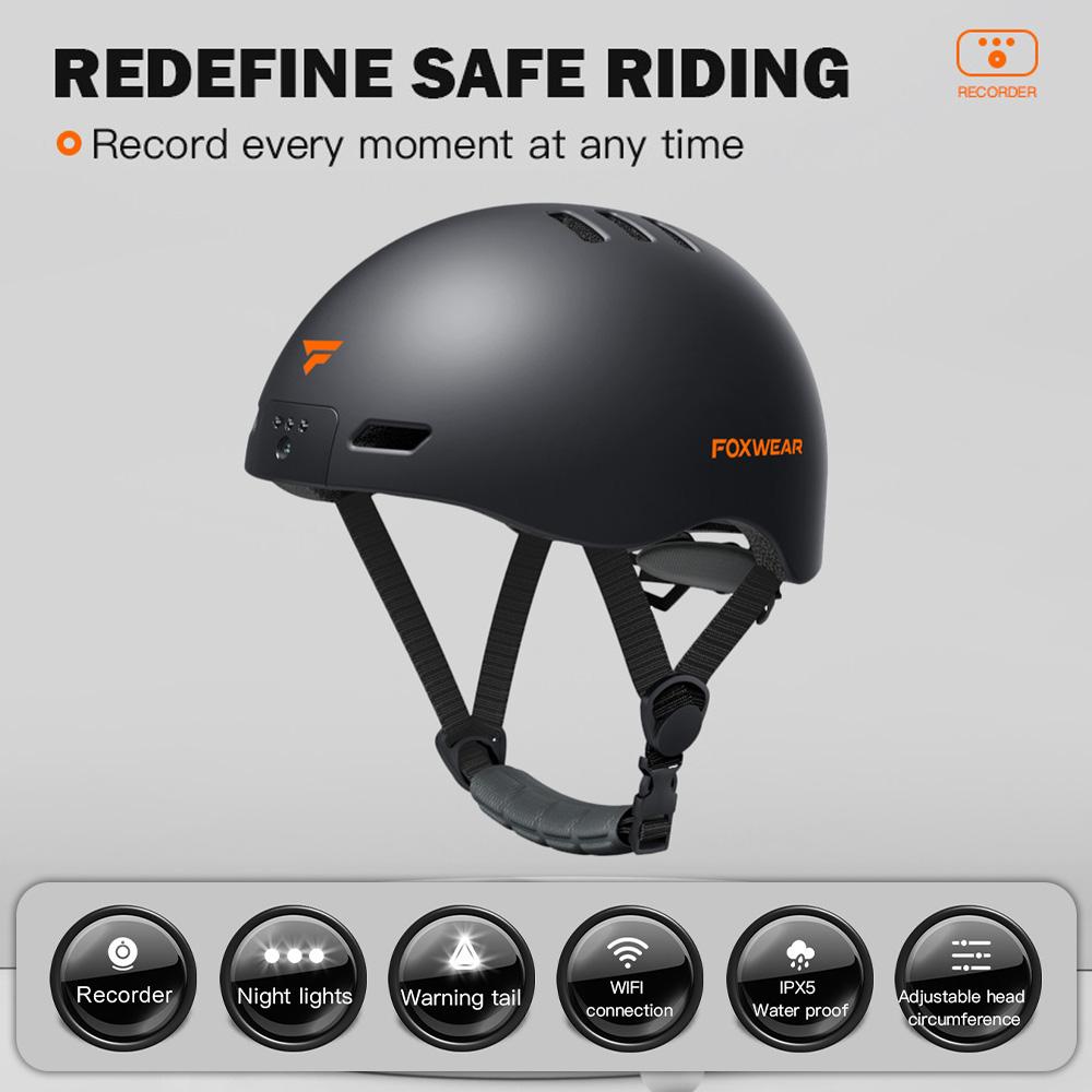 WiFi Camera Helmet Waterproof Motorcycle Smart Helmet with Camera Front Rear LED Light