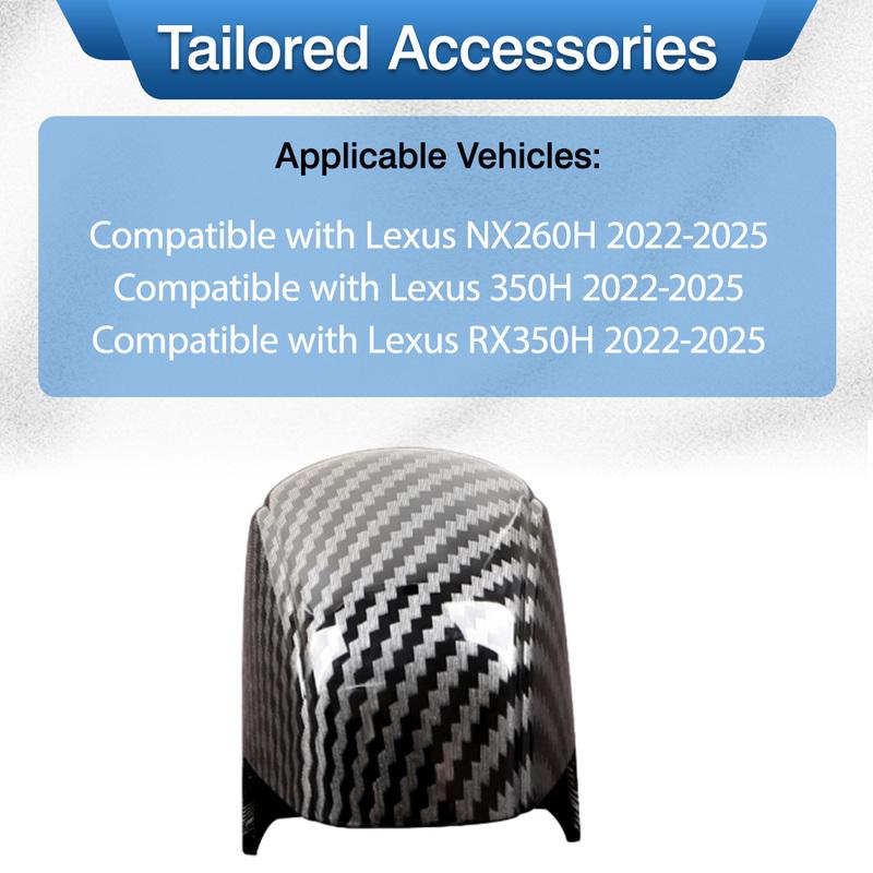 ABS Car Gear Shift Knob Head Trim Cover for Lexus NX260H 350H RX350H 2024 2025 Carbon Fiber Black