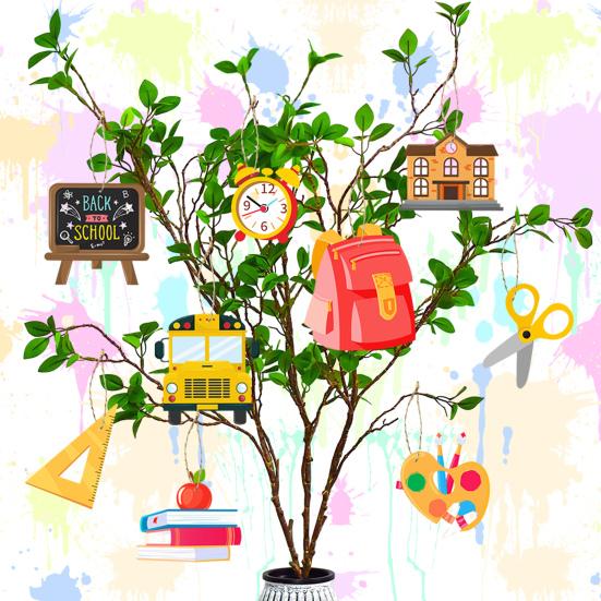 18 шт., украшения для школы, деревянный подвесной баннер, линейка, книга, рюкзак в форме автобуса, подвесной декор, украшения для вечеринки, принадлежности