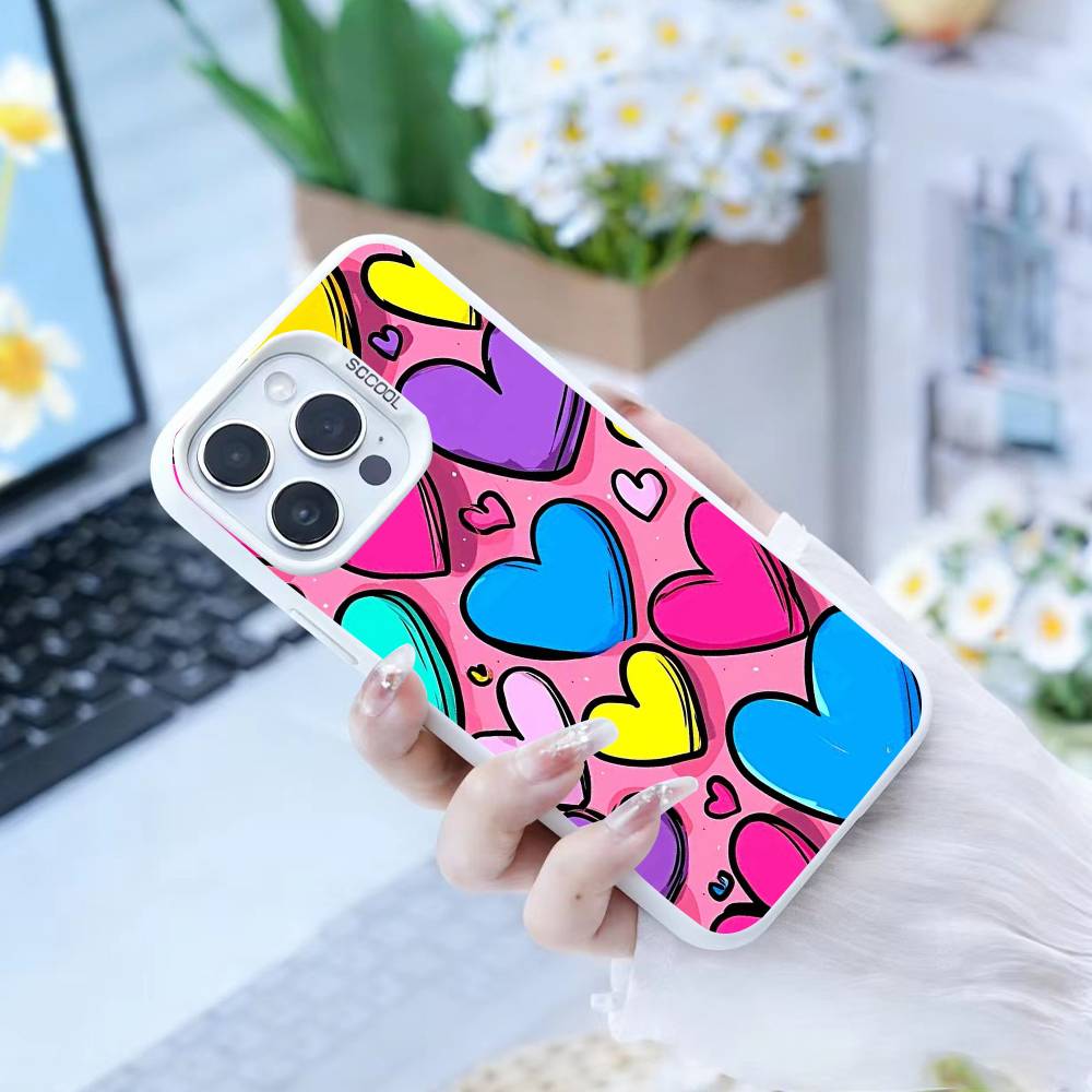 Чехол для телефона Y2K POP-Сердце для iPhone 17,16,15,14,13,12,Pro MAX Черный Матовый Ударопрочный Чехол