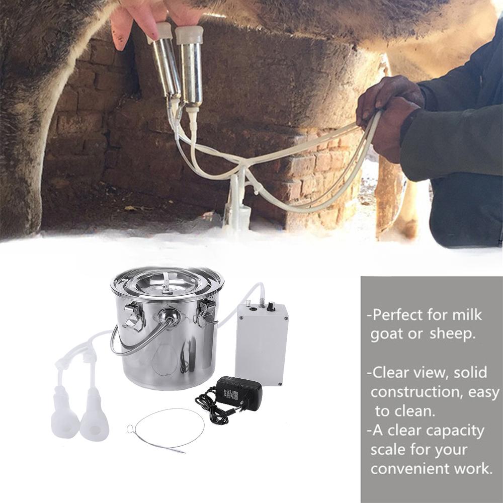 Ведро из нержавеющей стали Вакуумный насос для всасывания Бытовой доильный аппарат Корова Коза Овца Доильный аппарат Нержавеющая сталь Электрическая доильная машина НОВЫЙ 5 л