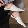 High-end Semi-slippers for Women Spring and Summer Retro Pointed Toe Deep Mouth One-foot Slip-on Baotou Slippers for Outer Wear