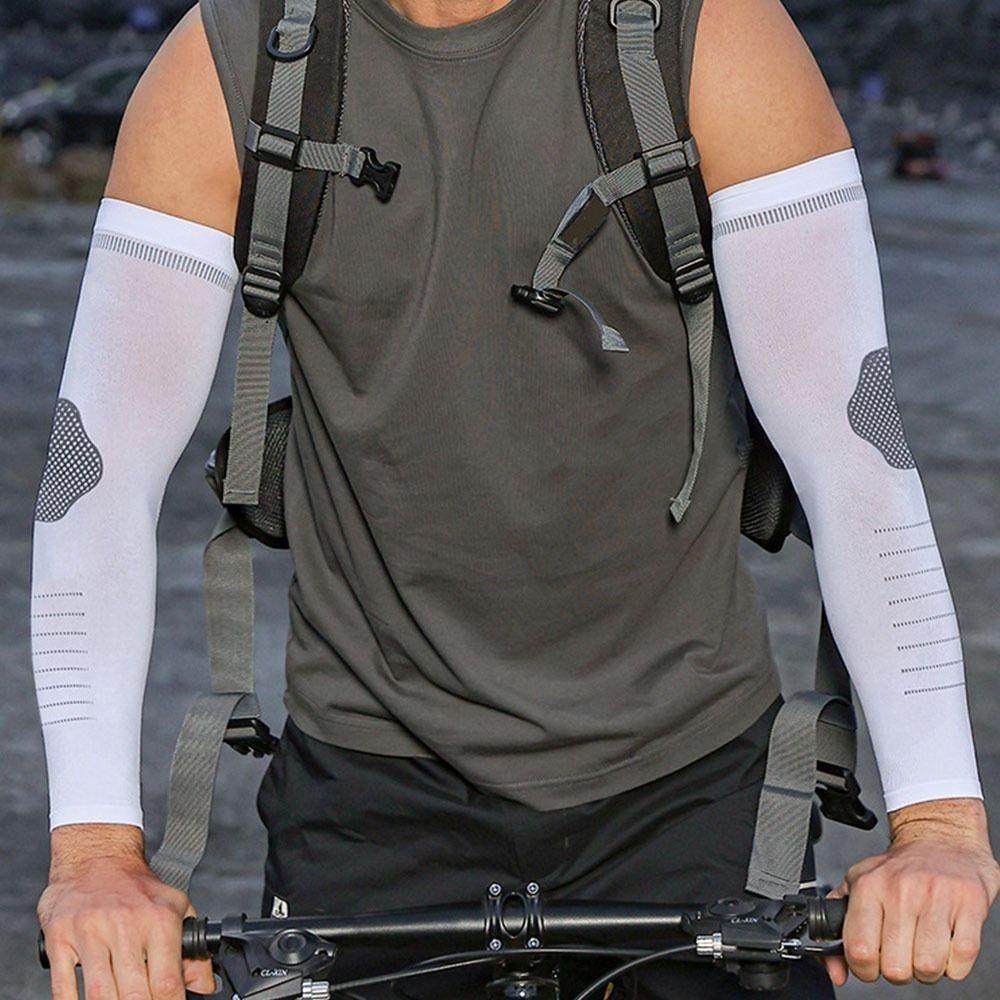 2Pcs Quick-drying Men's Sports Arm Guards Ice Silk Cooling Sleeves Cover New Sunscreen Sleeves