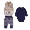 Детский кои Детская одежда Боди с длинным рукавом Штаны Жилет Набор из 3 предметов Мальчики Весна Осень Одежда для прогулок Модная одежда для новорожденного Подготовка к рождению Подарок