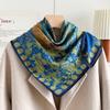 Blue oil painting Van Gogh neck silk scarf women's spring and autumn 71 small square scarf double-sided heterochrome mother scarf shawl