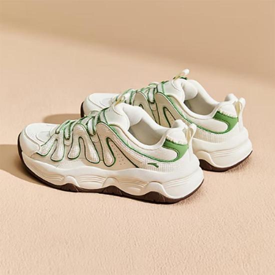 Anta Milkshake 2 Fashion Versatile Wear-Resistant Height-Increasing Low-Top Casual Shoes Women Sneaker White Green 122548881-2