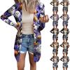 Women's Casual Cardigan Halloween Printed Long Sleeve Top With Pockets
