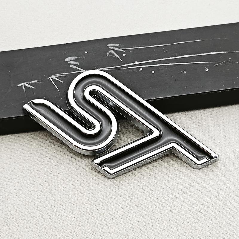 3D Metal Red ST Front Grille Sticker Car Head Grill Emblem Badge Chrome Sticker For FORD FIESTA FOCUS MONDEO Auto Car Styling